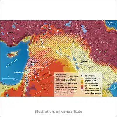 Landkarte, historische Karte Präkeramisches Neolithikum