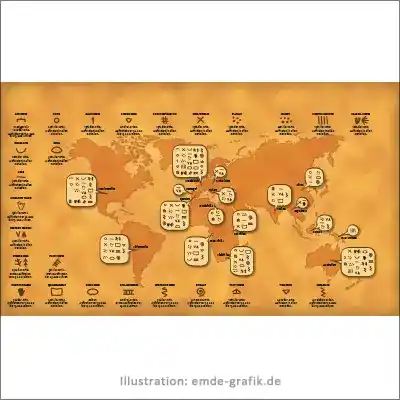 Illustration Karte Historische Schriftzeichen