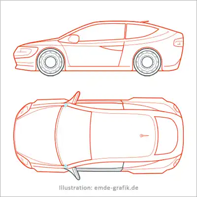 Illustration für interaktive Infografiken: Automobiltechnik