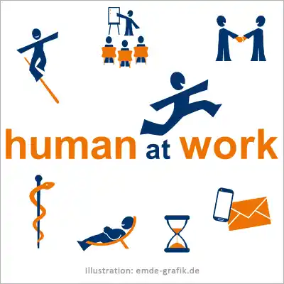 Firmenlogo Human at Work und dazu passende icons