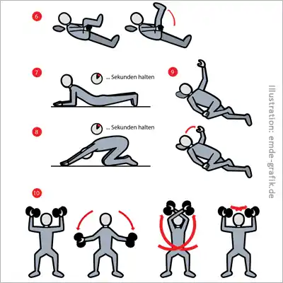 Illustration of individual instructions for patients with back complaints