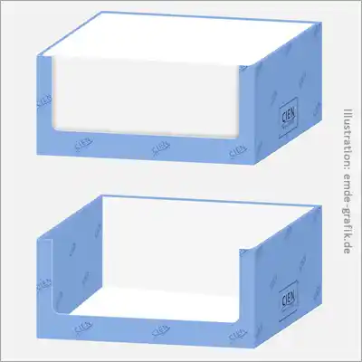 Illustration Verpackungsdesign Pappbehälter für Transport und Auslage eines Kosmetikproduktes