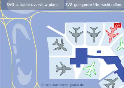 SVG-suitable overview plans for international airports